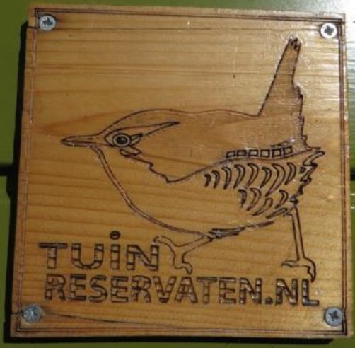 Houten bordje van Tuinreservaten.nl